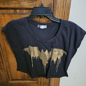 Body Central Black Tee with Gold Accents